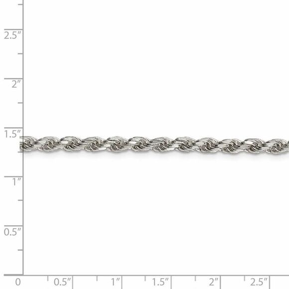 3.5mm Sterling Silver, Diamond Cut Solid Rope Chain Necklace, 24 Inch - Picture 5 of 8